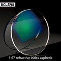 BCLEAR 1 67 Aspheric Ultra Thin Eyeglass Prescription Lenses For Eyes Myopia HMC EMI UV400 Diopter