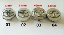 5styles 4pcs 57mm 62mm toyota wheel center caps hub cover car badges emblem For Yariz 07-12 and Prius 01-09 Camry Corolla