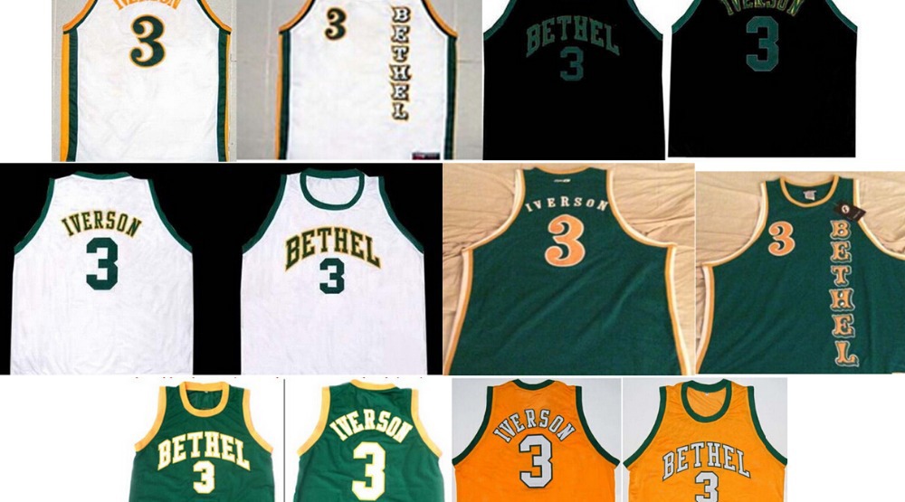 Buy Allen Iverson #3 Bethel High School Jersey New Green Throwback 