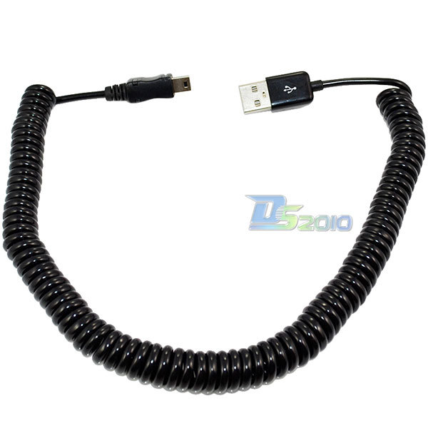 New Spiral Coiled USB A male M to Mini B 5Pin adapter adaptor Cable 3M 10FT