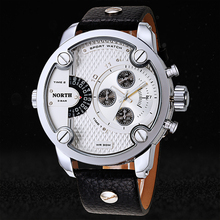 Men Sports Watches 2016 Stainless Steel Genuine Leather Band 30 Meters Waterproof Quartz Wristwatch Male Relogio Masculino