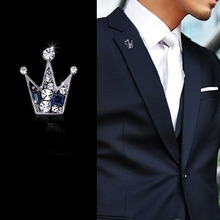 Men’s brooch pin small tiara crown Crystal corsage pin jewelry wholesale