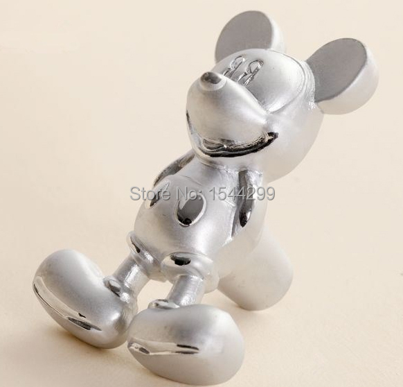 Fashion 10pcs Silver Mickey Mouse Handles Furniture Kids Cartoon Drawer Knobs and for Kitchen Cabinet Dresser Pulls