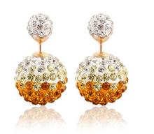2016 new luxury crystal flower stud earrings pearl earrings double ball christmas for women accessories jewelry brincos EE1-10