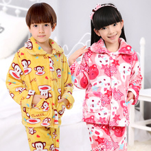 Winter Kids Pijamas Flannel Sleepwear Girls Boys Pyjamas Coral Fleece Kids Pajamas Sets 3-13T Kids Clothes Nightwear /Homewear