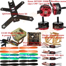 QAV210 Carbon Frame kit RS2205 2300KV Motor+Simonk/BLHeli 20A ESC+CC3D+Power Distribution with BEC+Gemfan 5045 BULLNOSE Props