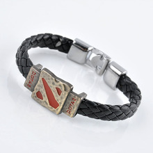 Metal Dotas 2 Game Leather Bracelet Men Bracelet Men Jewelry Boy Gift Cosplay Bangles Feather Braided Wristband Bracelet