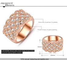 Unique Luxury 18K Rose Gold Plating Engagement Rings Saphire Rings With Austrian Crystals Charm Jewelry Anelli