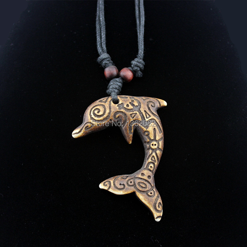 Wholesale 12pcs White Faux Yak Bone Dolphin Charms Pendants Necklace