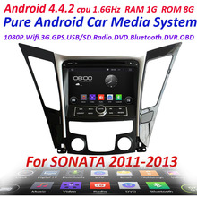Car GPS navigation Pure Android 4.4 player For  hyundai sonata 2011-2013 with WIFI 3G Capacitive screen car radio car stereo