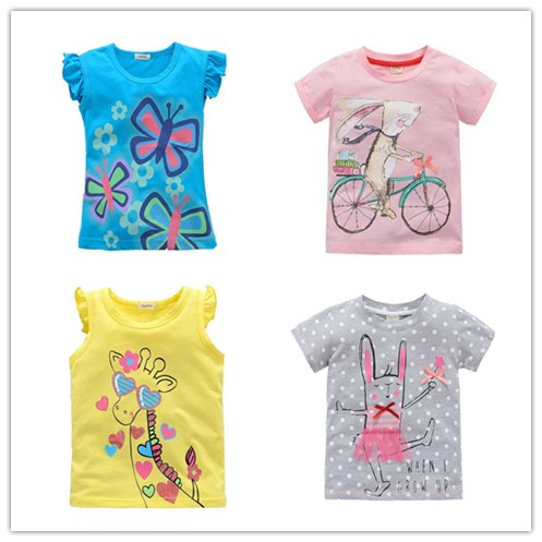 2 10 years brand Children T shirt Girls t shirt tees baby Girl Short Sleeve T