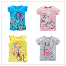 2 10 years brand Children T shirt Girls t shirt tees baby Girl Short Sleeve T