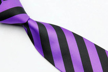 NT0058 Purple Black Stripe Smooth Classic Type Jacquard Woven Silk Polyester Man s Business Wedding Luxury
