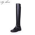 2015 New Winter Women Over Knee Black Boots Fashion Ladies Square