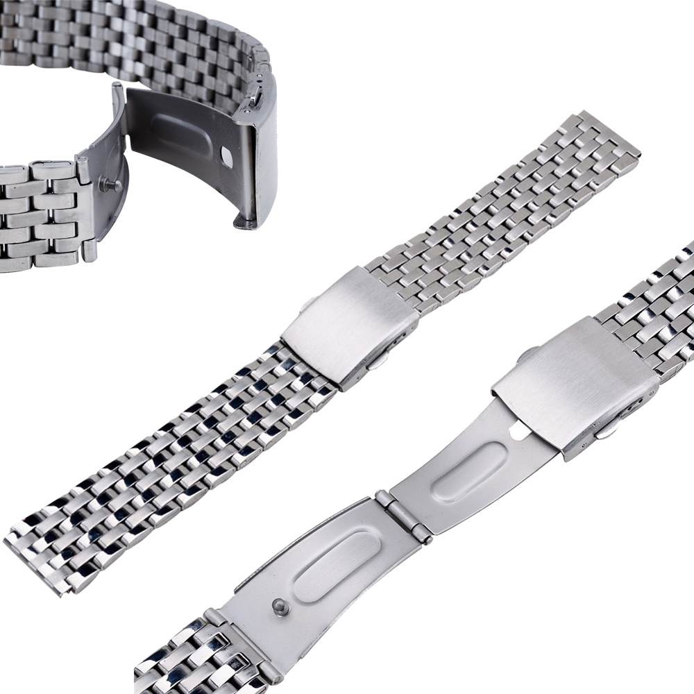 2016 women&men Stainless Steel Watch Band Double Flip Lock Buckle Solid