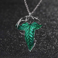 1pcs Charm Green Leaf Elven Pin Pendant Chain Necklace Jewelry 2014 new