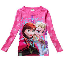 Queen Elsa Anna Kids Girls Long Slevee T Shirt Cotton Tops