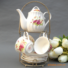Supply Jingdezhen Ceramic Coffee Set 9 C bone china coffee cup and saucer Pot red and yellow roses 4311