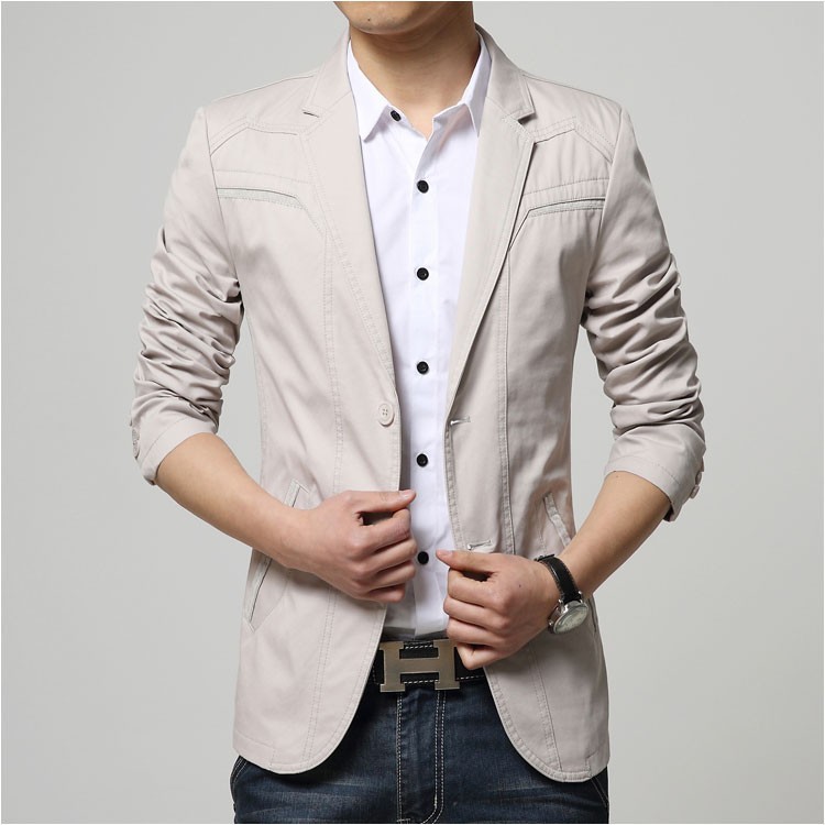 2015 Autumn Comfortable Cotton Blazers Men Two Buttons Solid Design Casual Blaser Jacket Blazer Masculino Slim Black grey khaki11