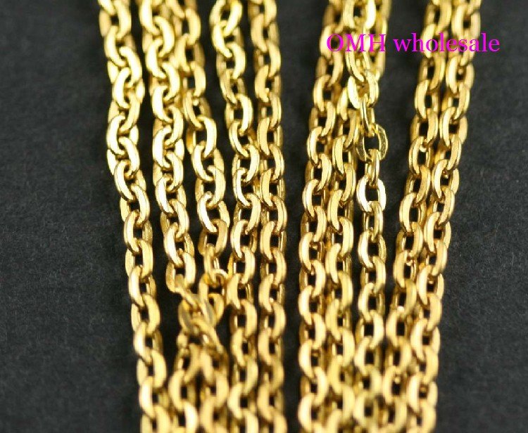 OMH wholesale 20pcs Jewelry production tools thin silver plated finding without clasps golden chains necklace 52cm