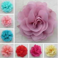20pcs/lot 3″ Chiffon Silk Rosettes Rose Flower Boutique Baby Head Headbands Flowers For Girls Women Hair / Wedding Accessories