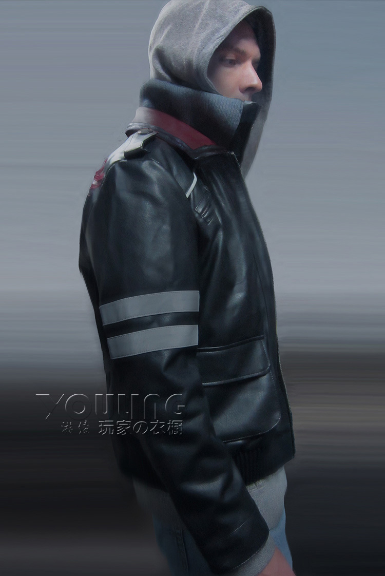 Prototype Alex Mercer Jacket+Hoodie Embroidered PU Leather Coat Cosplay