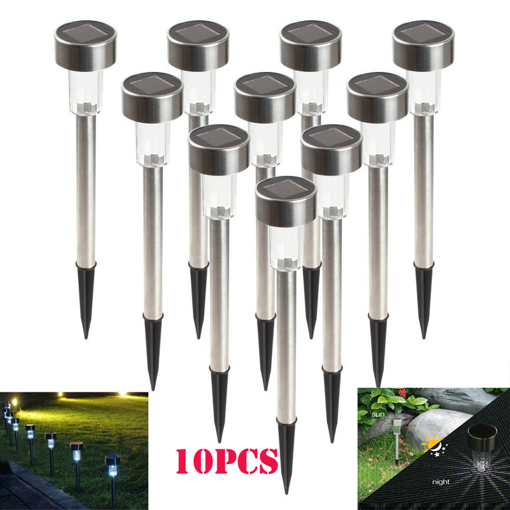Hot 10 pcs Stainless Steel LED Solar light Outdoor Landscape Path Garden Light Solar Garden lamp lantern Hot 10 pcs Stainless Steel LED Solar light Outdoor Landscape Path Garden Light Solar Garden lamp lantern