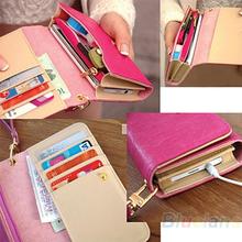Women Lady Fashion Accessories Envelope Card Coin Wallet Leather Purse Case Cover Bag For Samsung Galaxy