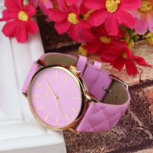2015 Geneva Watch women Fashion Analog Quartz Watches Plaid Leather Women Casual Dress Wristwatches relogios feminino