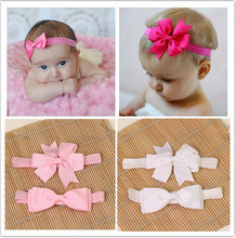 2pcs/ set hair elastic bands ribbon bows kids infant baby girls headwear accessories headbands satin flower hairband headwrap