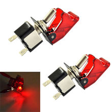 2 Pcs12V 20A красной обложке из светодиодов свет рокер тумблер для двигателей автомобилей продаж ( другие цвета : синий / зеленый / желтый / белый / фиолетовый )