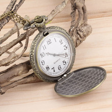 Antique Vintage Retro Bronze Quartz Pendant Chain Necklace Pocket Watch