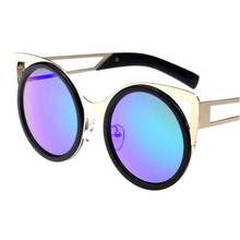 Metal sunglasses Luxury retro women s Colorful film Cat ears New 2015 fashion vintage Big