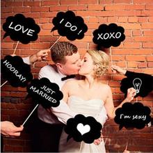 10Pcs/Lot Photo Booth Prop Black Card Board Chalkboard Stick party ornament decoration boda