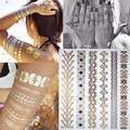 Body art gold glitter jewelry tattoo stickers Waterproof temporary tattoos for women fake flash metallic tattoo