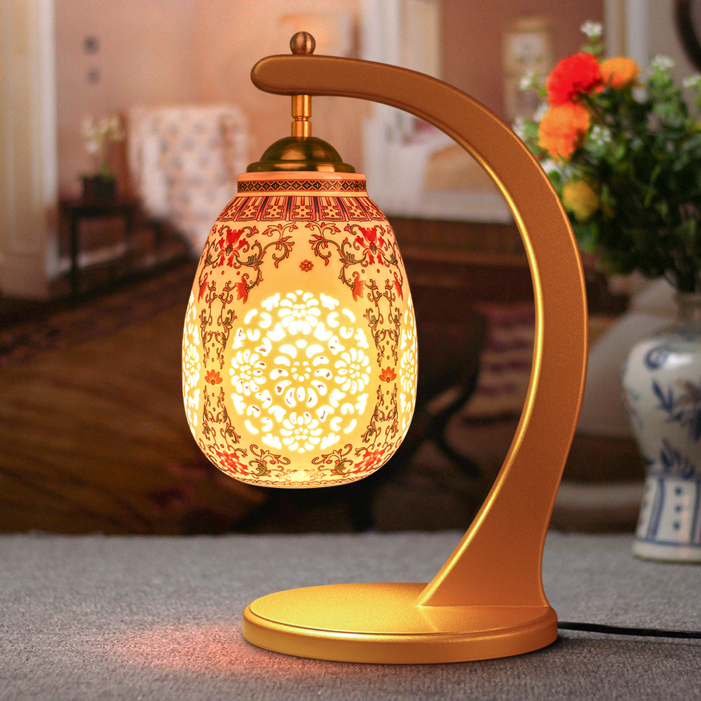 Online kopen wholesale antieke goud tafellamp uit china antieke ...