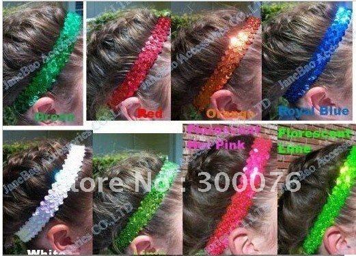 mix color 100pcs 1'' sequin stretch headband softball sport hair band for girls fashion headbands