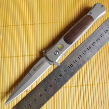 Ganzo G707 440c Stainless Steel Blade Paka wood Inlay Handle Camping Survival Pocket EDC Folding Knife Gift