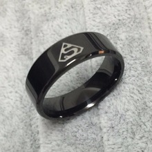 Black superman S logo alliance of  tungsten carbide ring wide 8mm 7g  for men women high quality USA  7-14