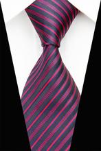 NT0600 Red Black Stripes Man s Woven Necktie New Classic Silk Polyester Party Business Casual Wedding