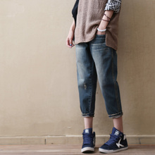The fall of 2015 to launch new products, design high quality loose big yards The cowboy cotton women’s nine minutes of pants