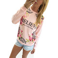 Newly design Women Blouses Flower Top Print Sweatshirt Long Sleeve Loose Blouse Women Clothes Spring Tops