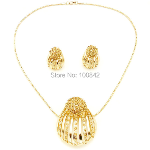 dubai gold jewelry set  wedding jewellery designs african bridal 2pcs ...