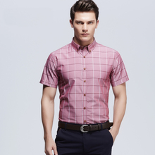 2016 New Spring Summer Men Short Sleeve Plaid Shirts Hot Fashion Casual Business Dress Man Shirts camisa masculina