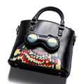 Adorable Cartoon Print Shoulder Bag Women Designer All match Handbag Stylish Owl Cross Print Ladies Shoulder