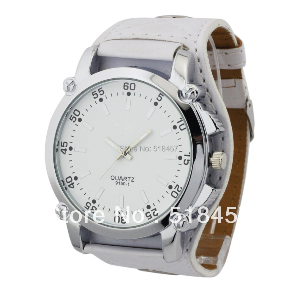 Big Dial Quartz Watch Men's Synthetic Leather Wristwatches Fashion ...