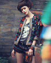 New Women Short Coat Jacket Three Quarter Sleeve Casual Tartan Cardigan Floral Printed Zipper Pockets Slim Suit Outerwears Tops