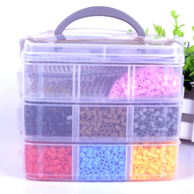 1 set/lot 3 Layers Perler/hama Beads Funny Pegboards With Clear box Children Educational Toys Perler Beads Jigsaw puzzle