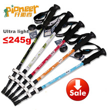 Free shipping Ultra light adjustable telescopic antishock aluminum hiking sticks walking pole alpenstock for hiking trekking