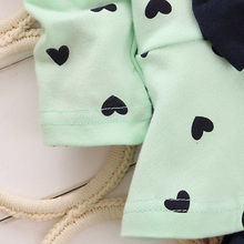 2015 Children Baby Girl Heart shaped Bow 2PCS Clothes Set Suit Top Sweater Pants